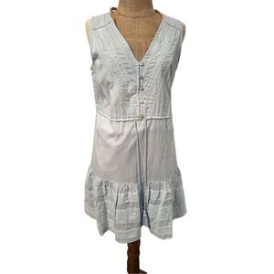 Joie sleeveless linen cotton dress new powder blue embroidered sz small new wo t